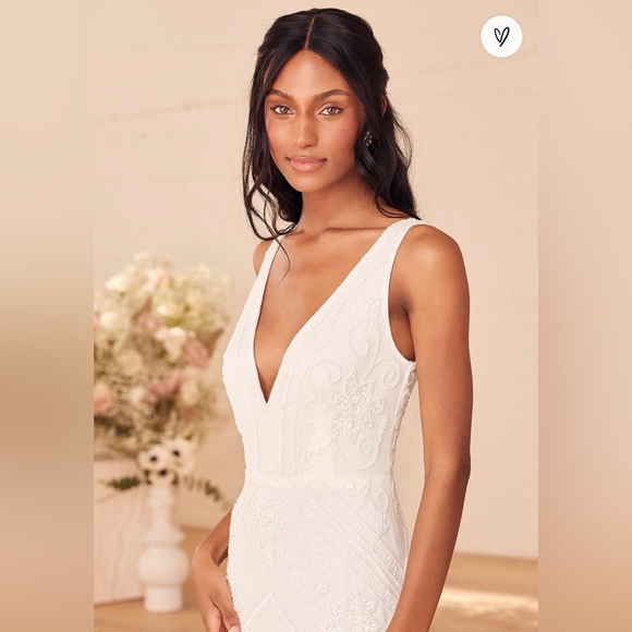 Lulus The Sweetest Vows White Sequin Mermaid Maxi Dress New - Picture 7 of 10